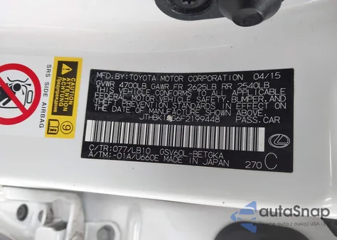 2015 Lexus Es 350 from USA, damaged, VIN JTHBK1GG6F2199448